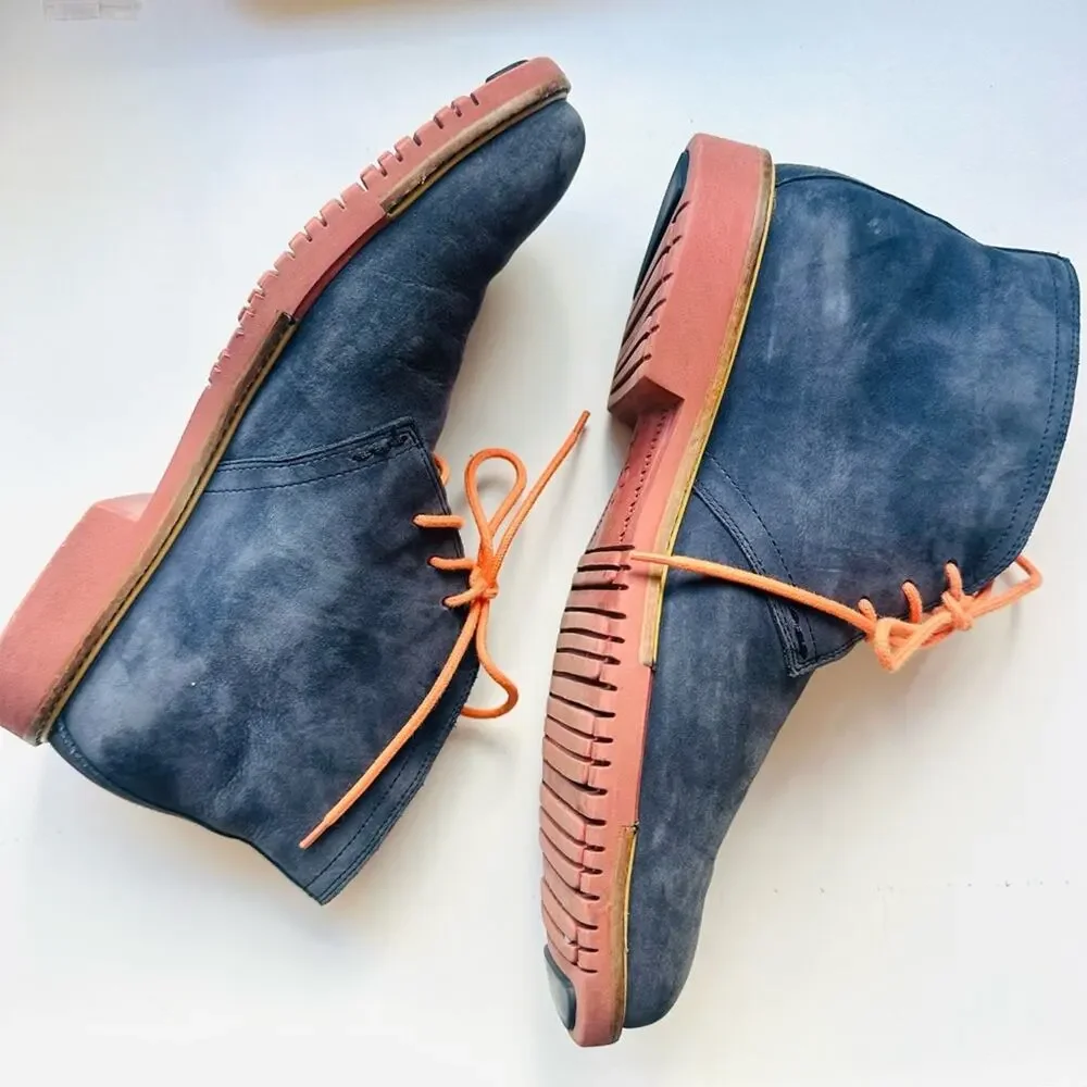 MENS COLE HAAN Navy Blue Suede Leather Chukka Ankle Boots Lace Up Shoes 8.5